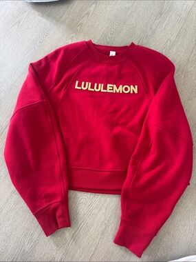 lululemon athletica Red Crewneck Sweatshirt with Gold Logo